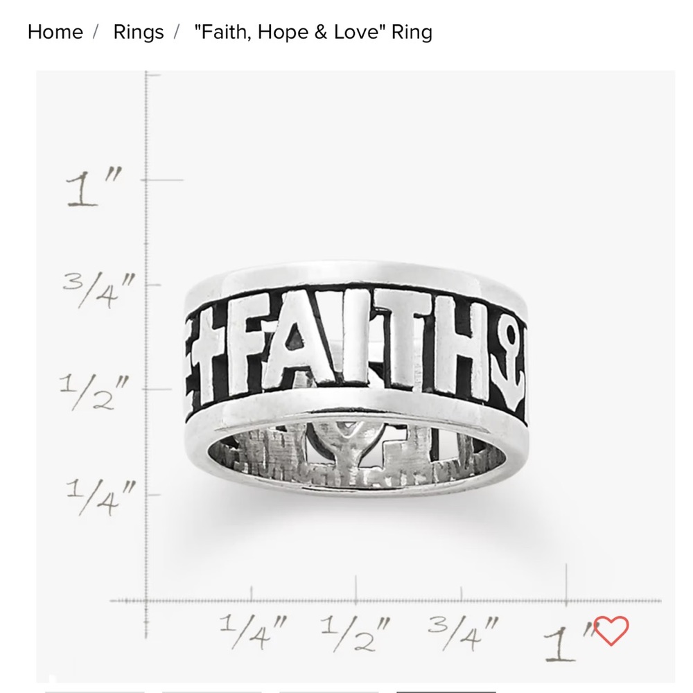 James Avery Faith Hope Love Ring Sterling Silver